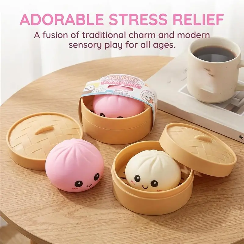 Фото Набор WOWFU-Dumpling Squishy Mysterious Box Glitter Set, милые антистрессовые мячики в форме булочек для детей и взрослых, случайные цвета, 4 шт. №3