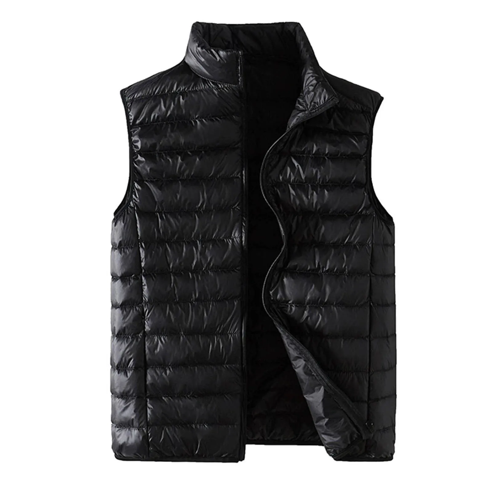 

Men Winter Coat Stand Collar Solid Color Vest Jackets Parka Plus Velvet Warm Vest Coat Sleeveless Waistcoat Thick Warm Men Vests