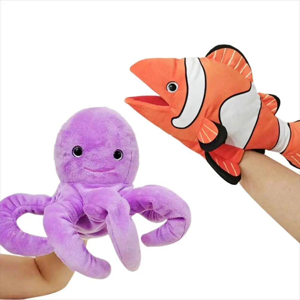 

Movable Mouth Sea Animal Puppets Kids Toy Stuffed Animal Turtle Whale Plush Shark Puppet Hand Doll Telling Story Role-Playing