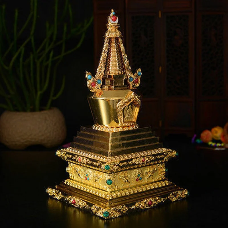 

Tibetan Buddhism in Tibet Mikky Crystal Pagoda Buddha Statue Tower Bodhi Set Gem 7"