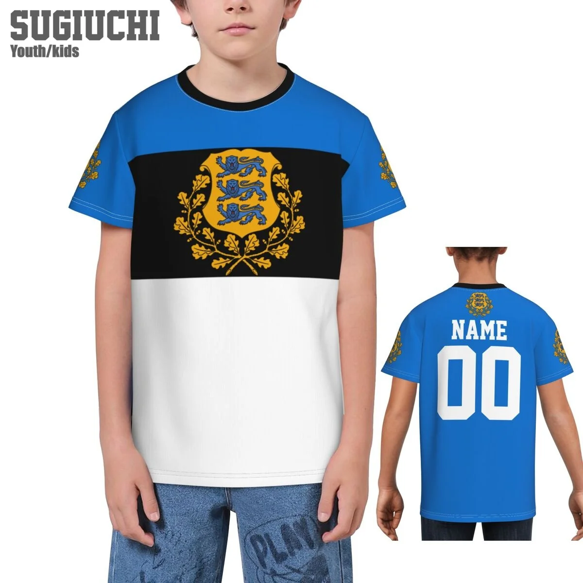 Пользовательское имя номер флаг Эстонии эмблема 3D футболки для детей молодежные