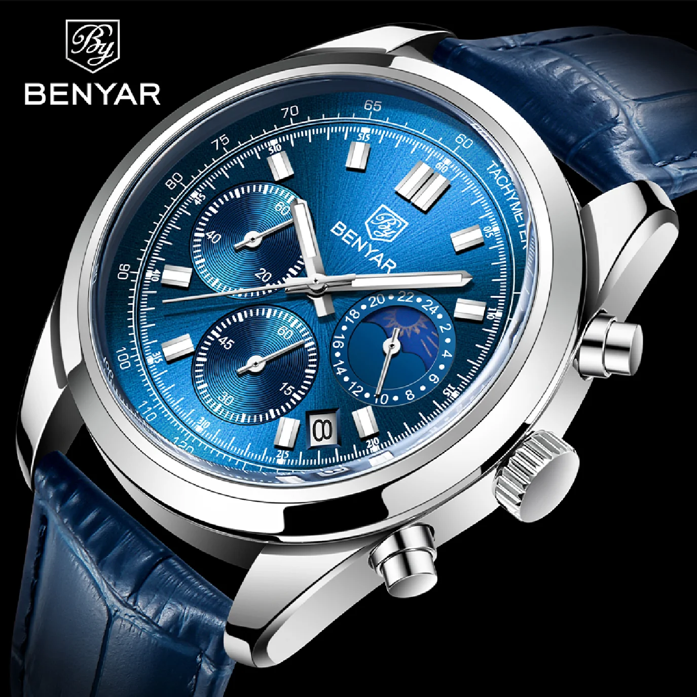 

BENYAR Sports Chronograph 2021 New Men Quartz Wristwatch Stainless steel Diver Watch 30ATM Waterproof Leather Military Watches