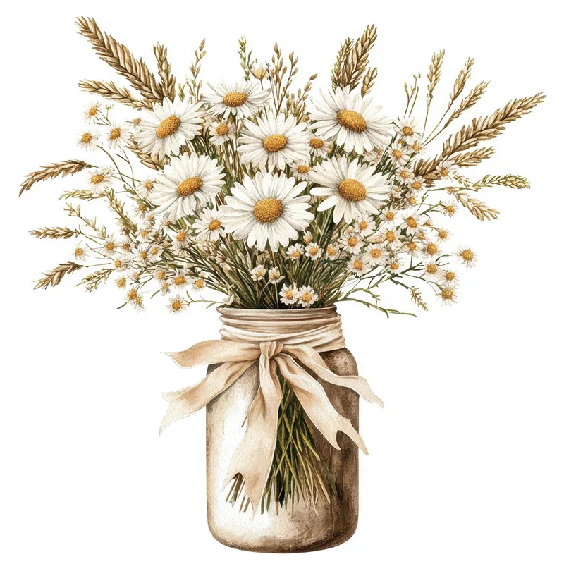 Абстрактные ромашки в вазе виниловые наклейки