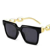 cohk vintage oversized square sunglasses women brand design big frame metal chain sun glasses for ladies fashion black shades