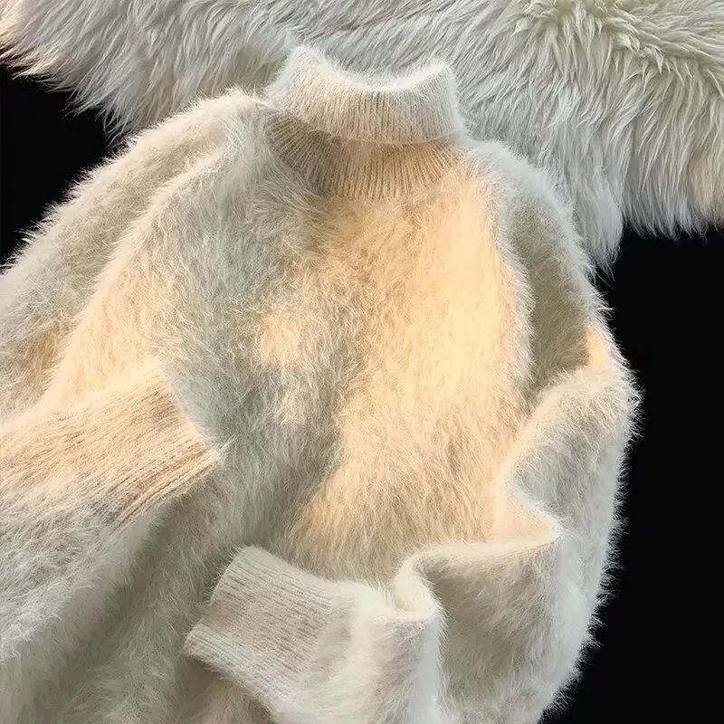 Осенне-зимний мягкий плюшевый свитер-поло/свитер с высоким воротом мужской