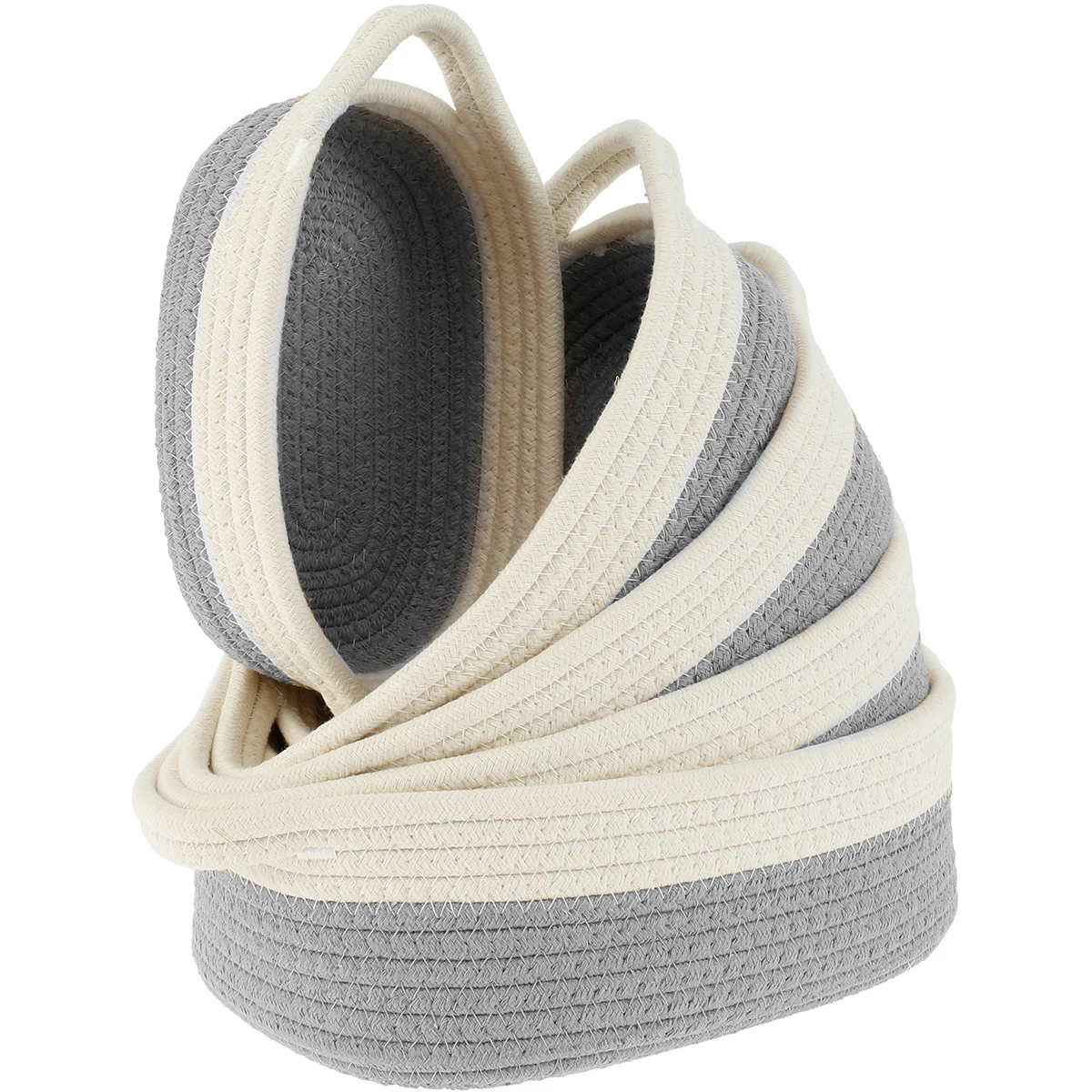 

Leyoehin 5 Pcs Rectangular Storage Bins Natural Cotton Rope Woven Storage Baskets, Grey