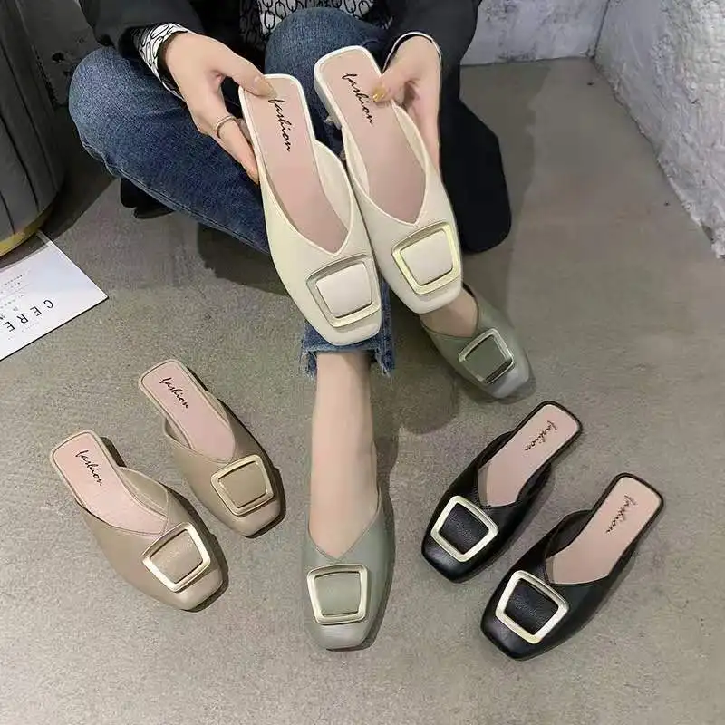 

Women Slippers Summer Women Sandals Shoe Woman Luxury Sandal Slipper Leather Flats Dress Shoes Wedding Party Ladies Slides