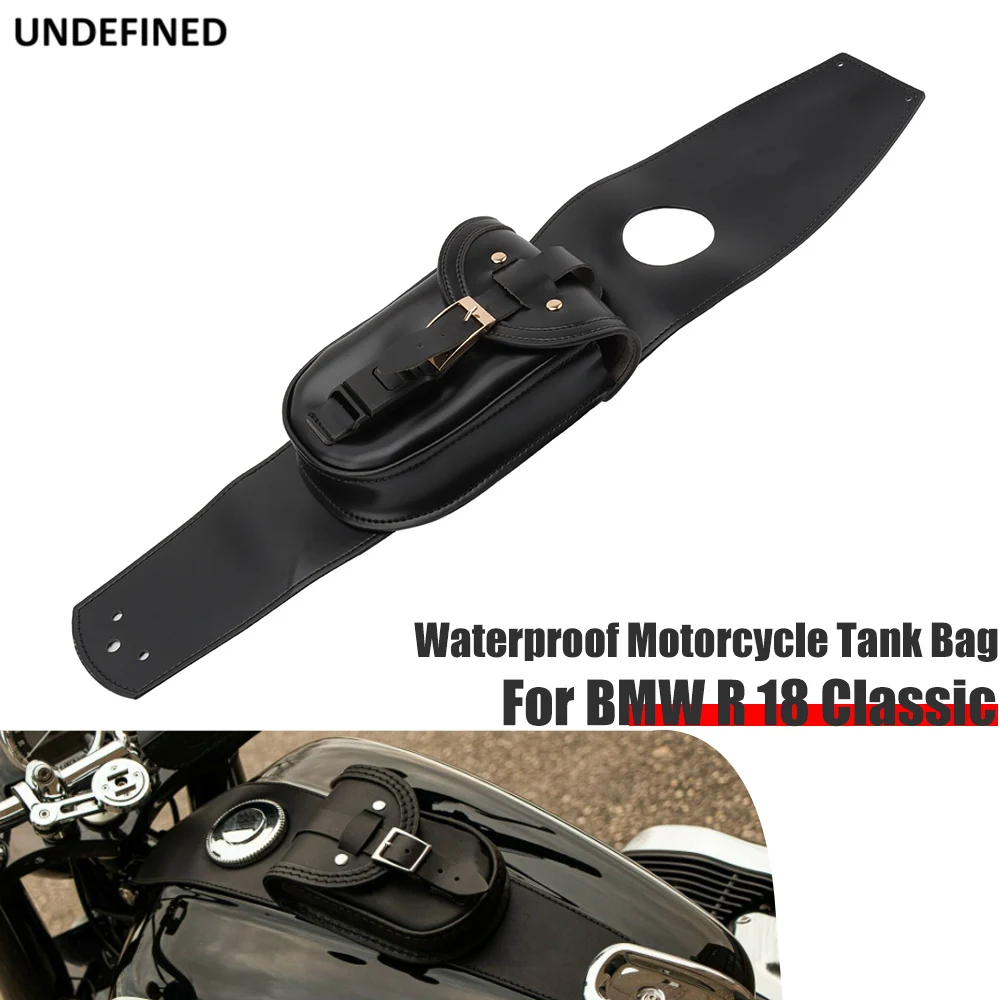 For BMW R18 R 18 Classic Waterproof Motorcycle Tank Bag Universal Retro PU Leather Storage Luggage Saddle Bags Black