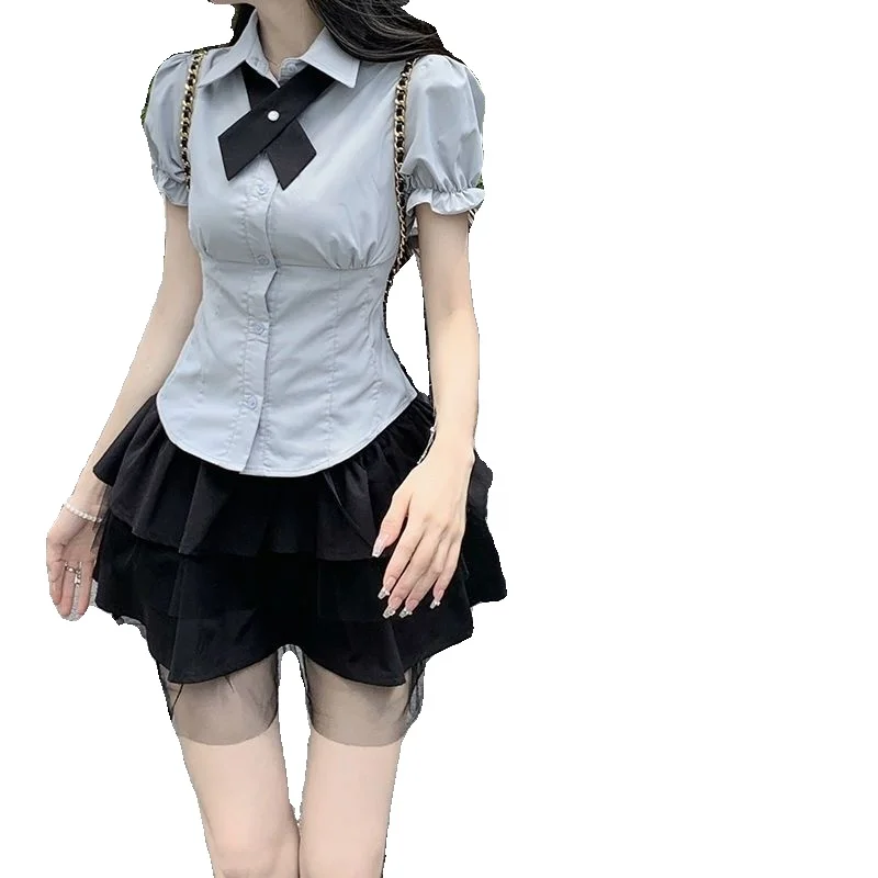 Летний новый японский Модный комплект униформы Jk Женская обтягивающая юбка с