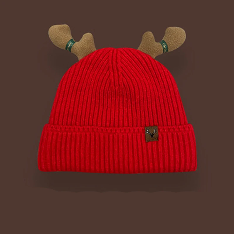 

EUMOAN Christmas gift lovely antler hat women's day sweet autumn winter knitted wool hat warm ear protection cold hat tide