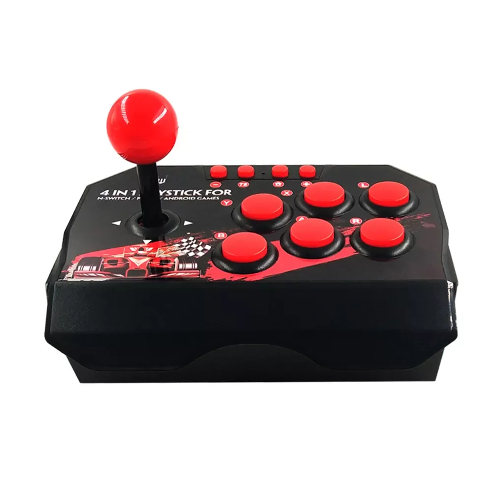 

4-in-1 USB Wired Game Joystick Retro Arcade Station TURBO Games Console Rocker Fighting Controller for PS3/Switch/PC/Android TV