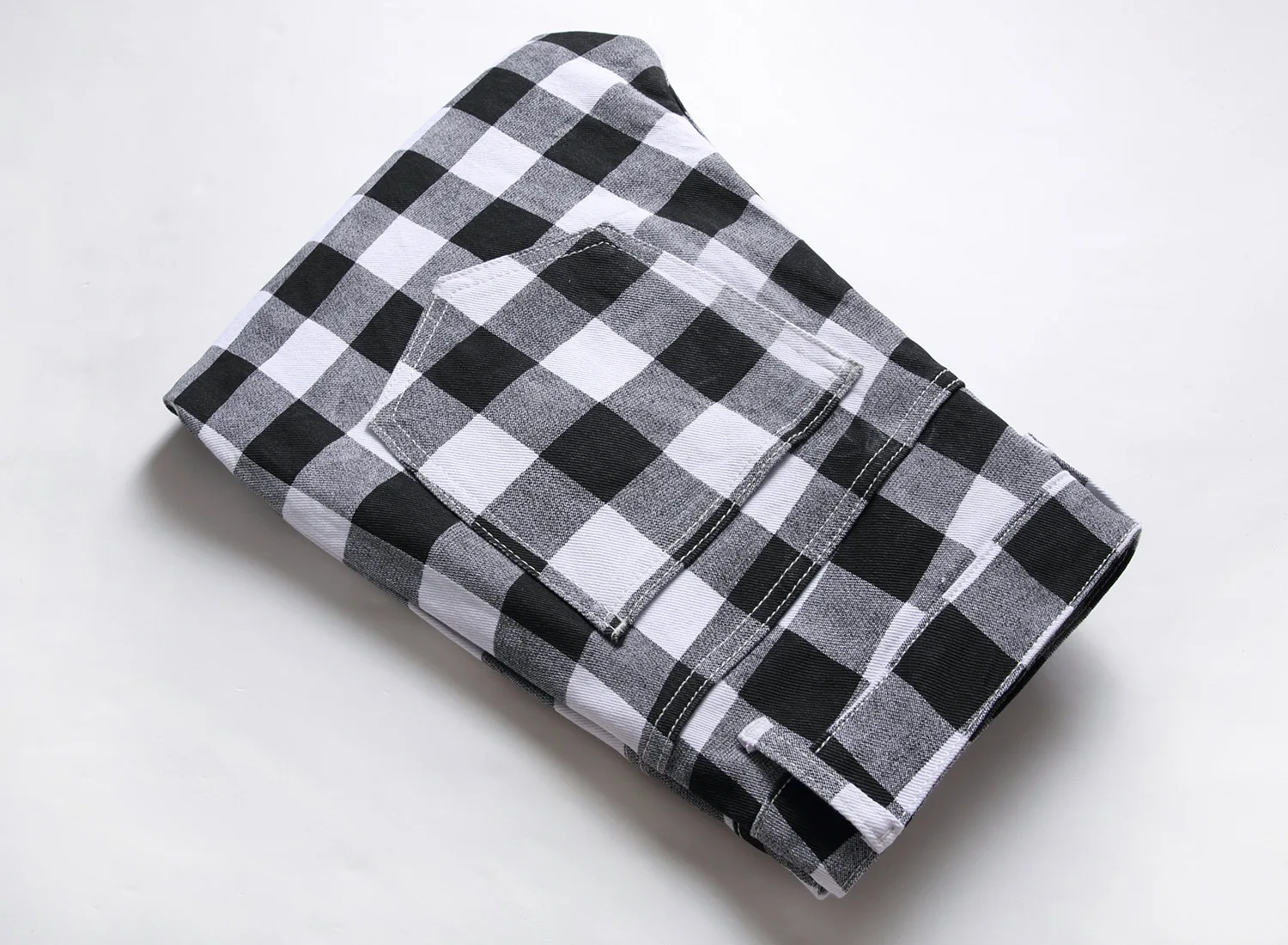 White Plaid Streetwear Men's Stretch Jeans Male Personalized Digital Printing British Style Street Fashion Small Straight Jeans