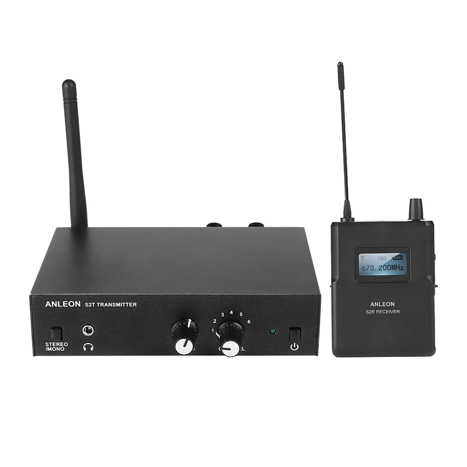Беспроводной конденсаторный микрофон ANLEON S2 UHF, стерео, 2 канала, дальность 50 м, профессиональный, для сцены, с мониторингом (art.: 3920dc682c765) - 3920dc682c765