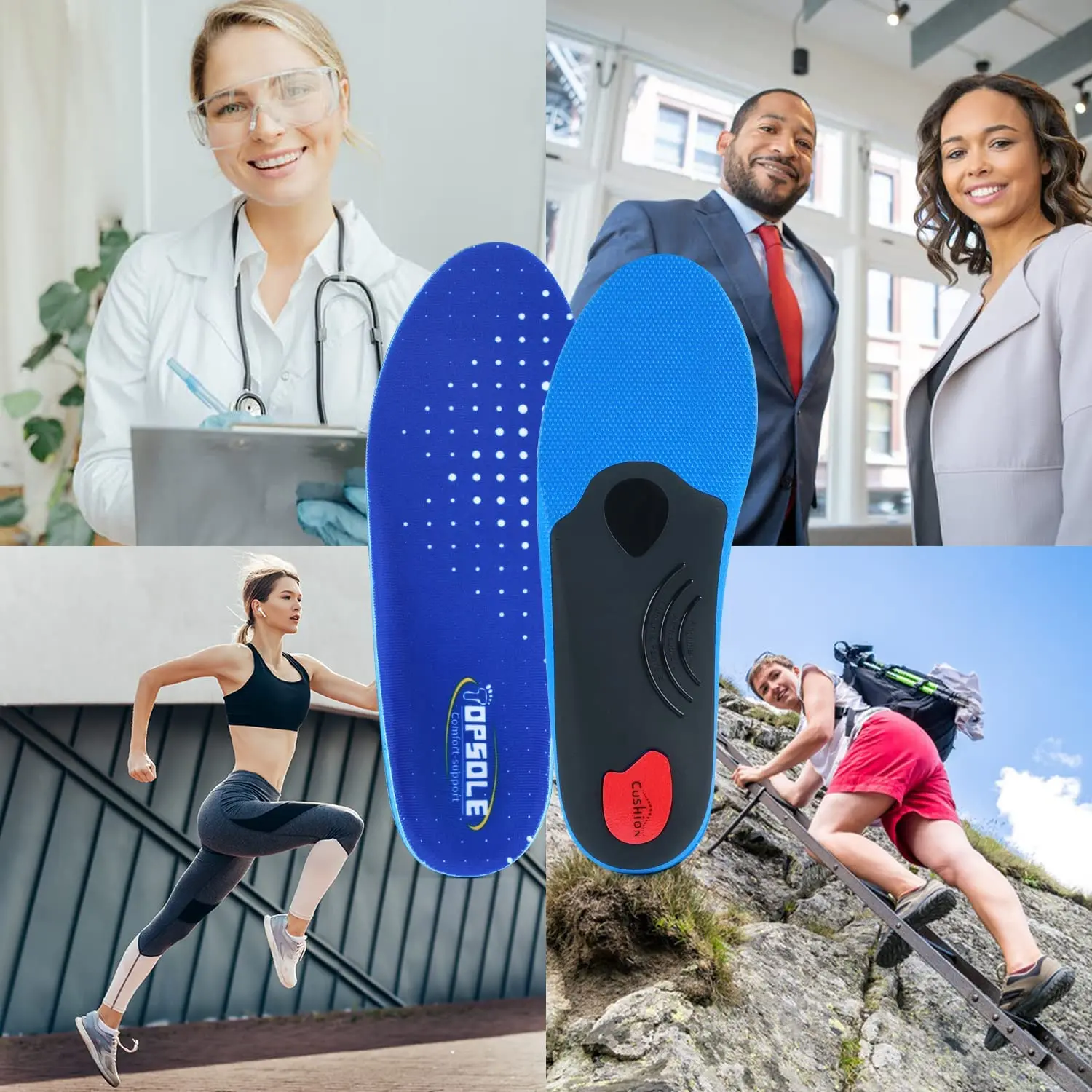 TOPSOLE Orthopaedic Insoles,Plantar Fasciitis,Flat Foot,Metatarsalgia,Heel Spur Shoe Insole Sports Comfort For Men And Women