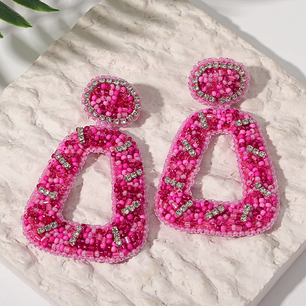 Женские серьги-подвески AENSOA яркие трапециевидные висячие серьги ручной работы с