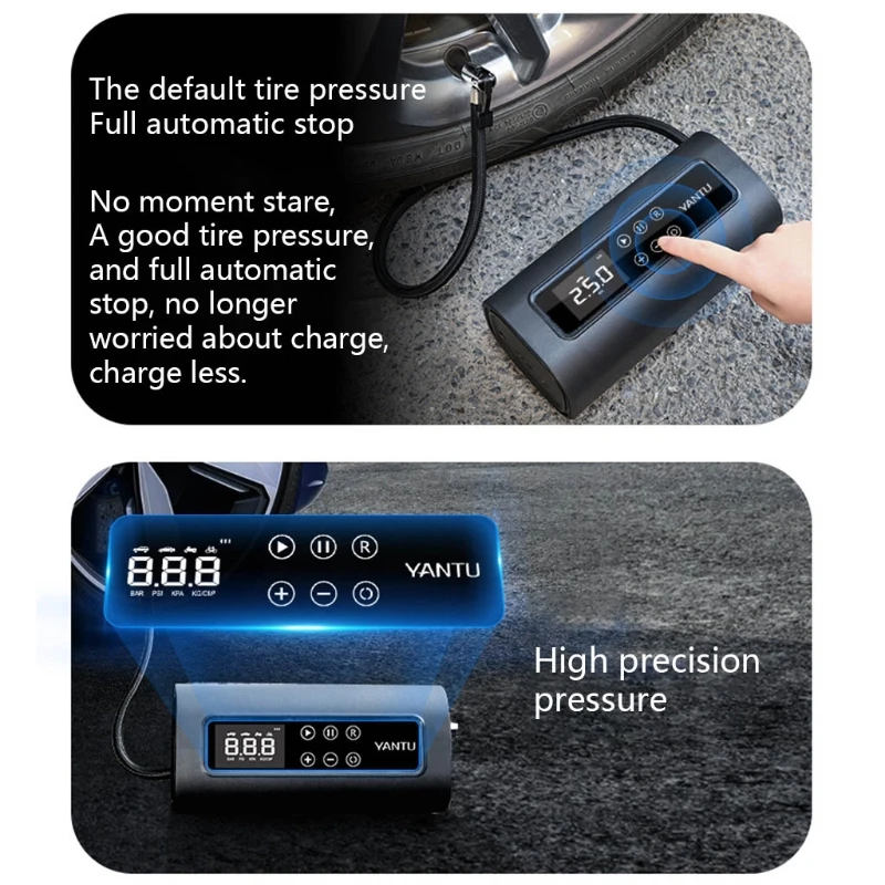 Портативный воздушный насос электрический двухцилиндровый RGB для автомобиля