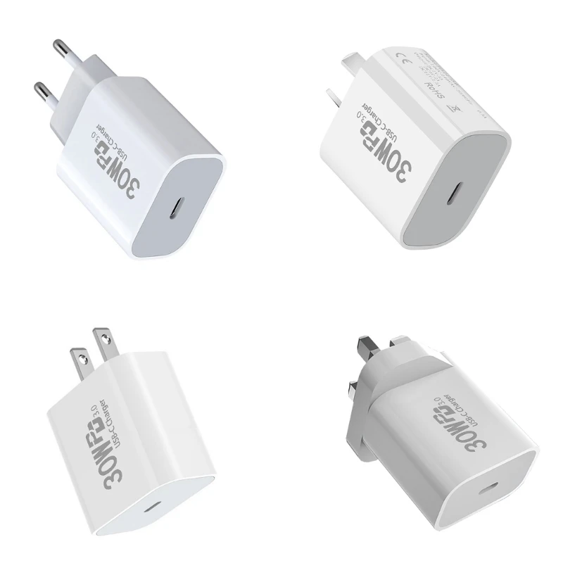 Полностью мощное зарядное устройство USB C мощностью 30 Вт с несколькими системами