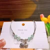 s925 sterling silver foot chain ins minority design bare foot chain green strawberry crystal hanging shell money bag leg chain