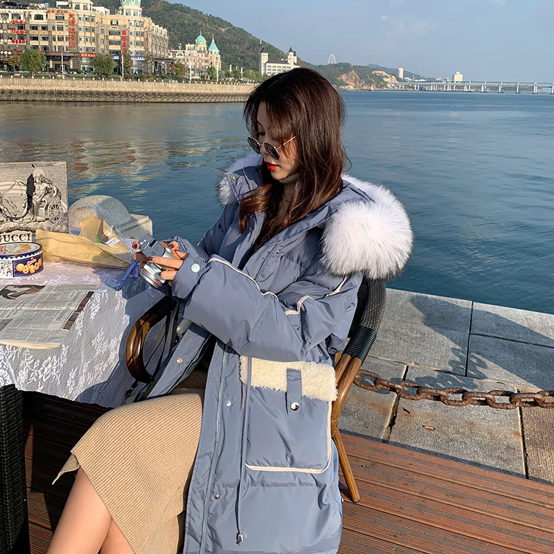 Women's Fashion Mid-length Section Over The Knee Winter Ins Korean Version of Loose Sen Thick Warm Cotton Coat harajuku jacket