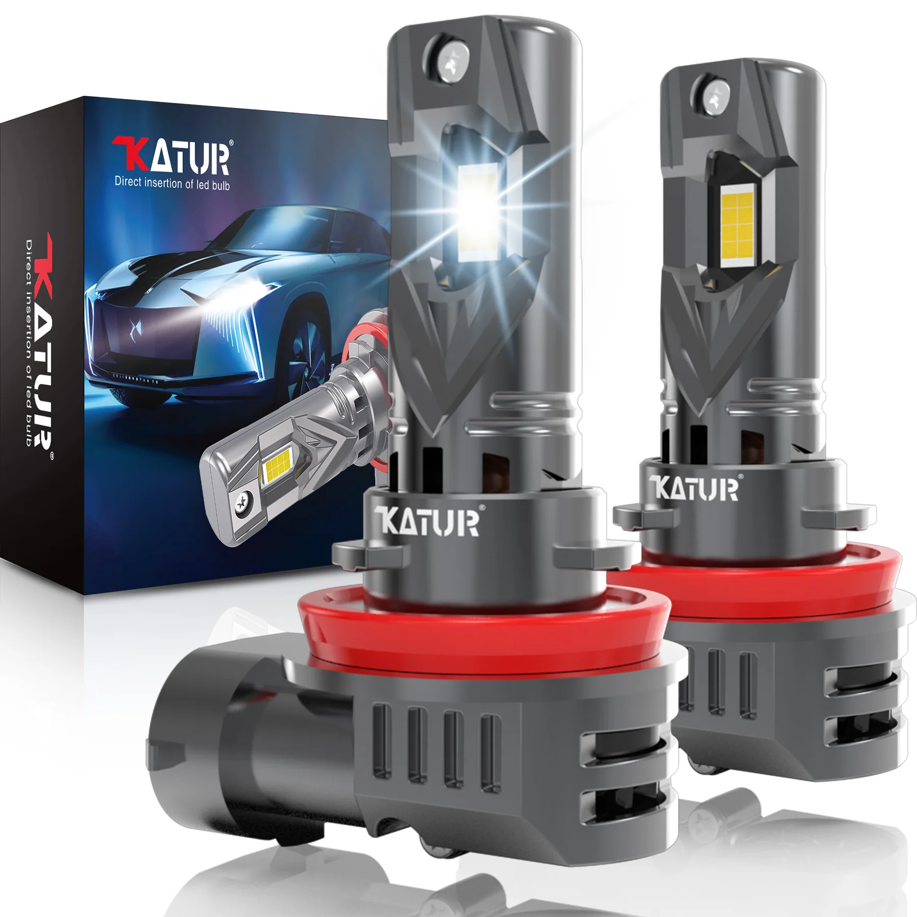 Katur 2x H11 H8 H9 светодиодные Автомобильные фары 6000 лм K белые с вентилятором Canbus