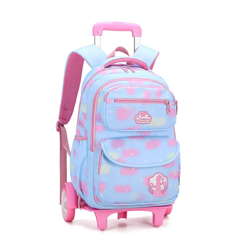 Removable Trolley school Backpacks kids Wheeled princess Children School Bags 3 Wheels Kids girls Schoolbag Luggage Book Bags