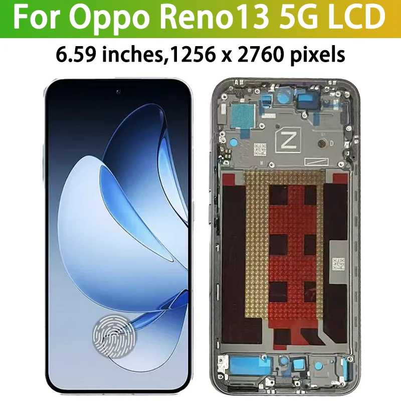 Фото 6.59-дюймовый AMOLED-дисплей для Oppo Reno13 Reno 13 5G, сенсорный экран в сборе с рамкой (CPH2689 PKM110) №3