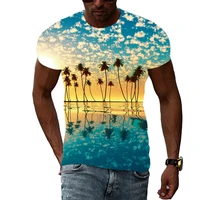 summer fashion landscape trend men t shirt 3d sea natural scenery graphic t shirts casual handsome print t shirt clothing tops