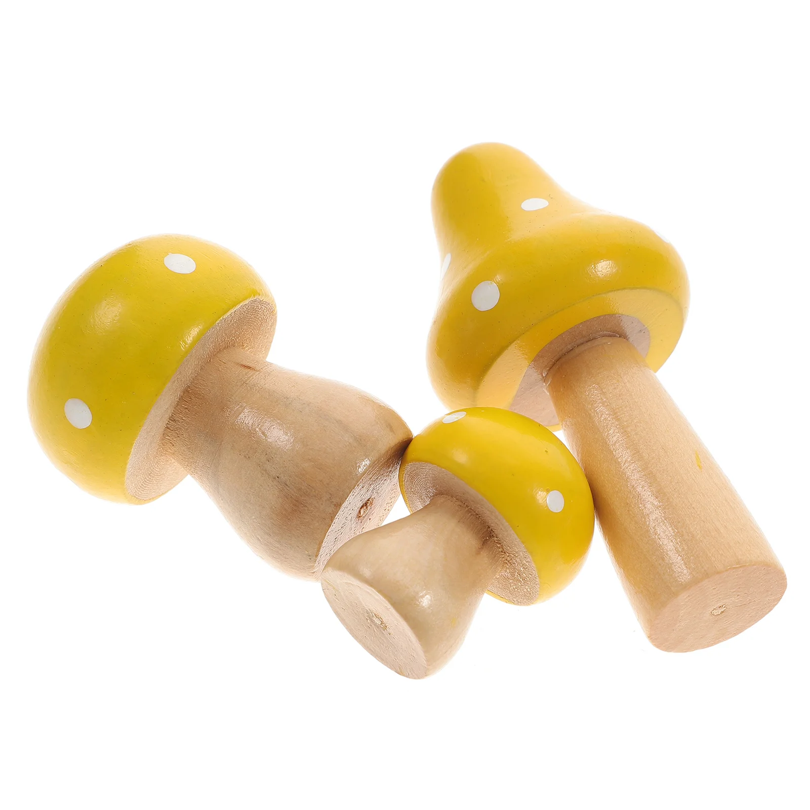 

3 Pcs Succulants Micro Landscape Ornament Home Décor Wood Mini Mushroom Miniature Glass Ornaments Wood Mushroom Toy Model