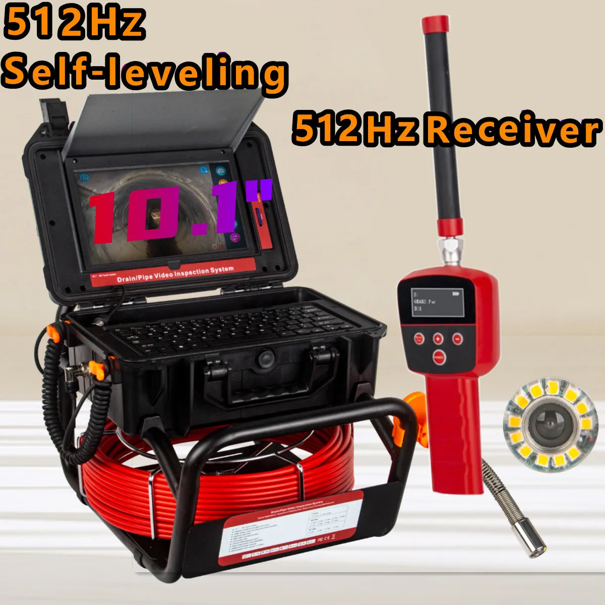 

DVR SYANSPAN Image Self-Leveling 512Hz Transmitter Sonde for Pipeline Location Endoscope, HD 10.1" Drain Pipe Inspection Camera