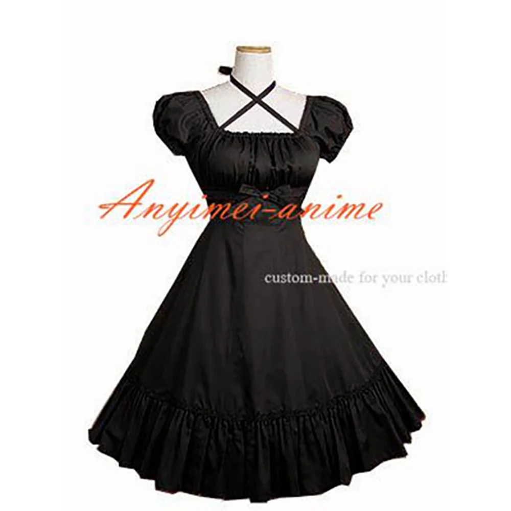 

sweet Gothic Lolita Punk Fashion black cotton Dress Cosplay Costume Tailor-made[CK742]