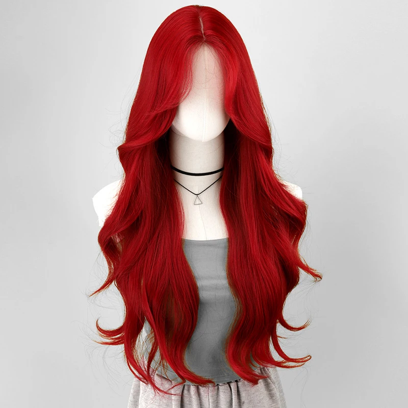 Парик Neptune Red Bangs Curly HaircosFull, маленький, с кружевной вставкой, красный, кудрявый, из синтетических волос. (art.: 3920dacbc3d50) - 3920dacbc3d50