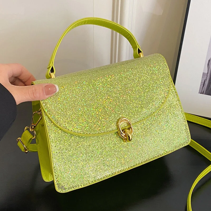 

Fashion Women Sequin Square Flap Shoulder Bags Blue White Shiny Bling Evening Clutch Purse Messenger Bags Handbags And Purses