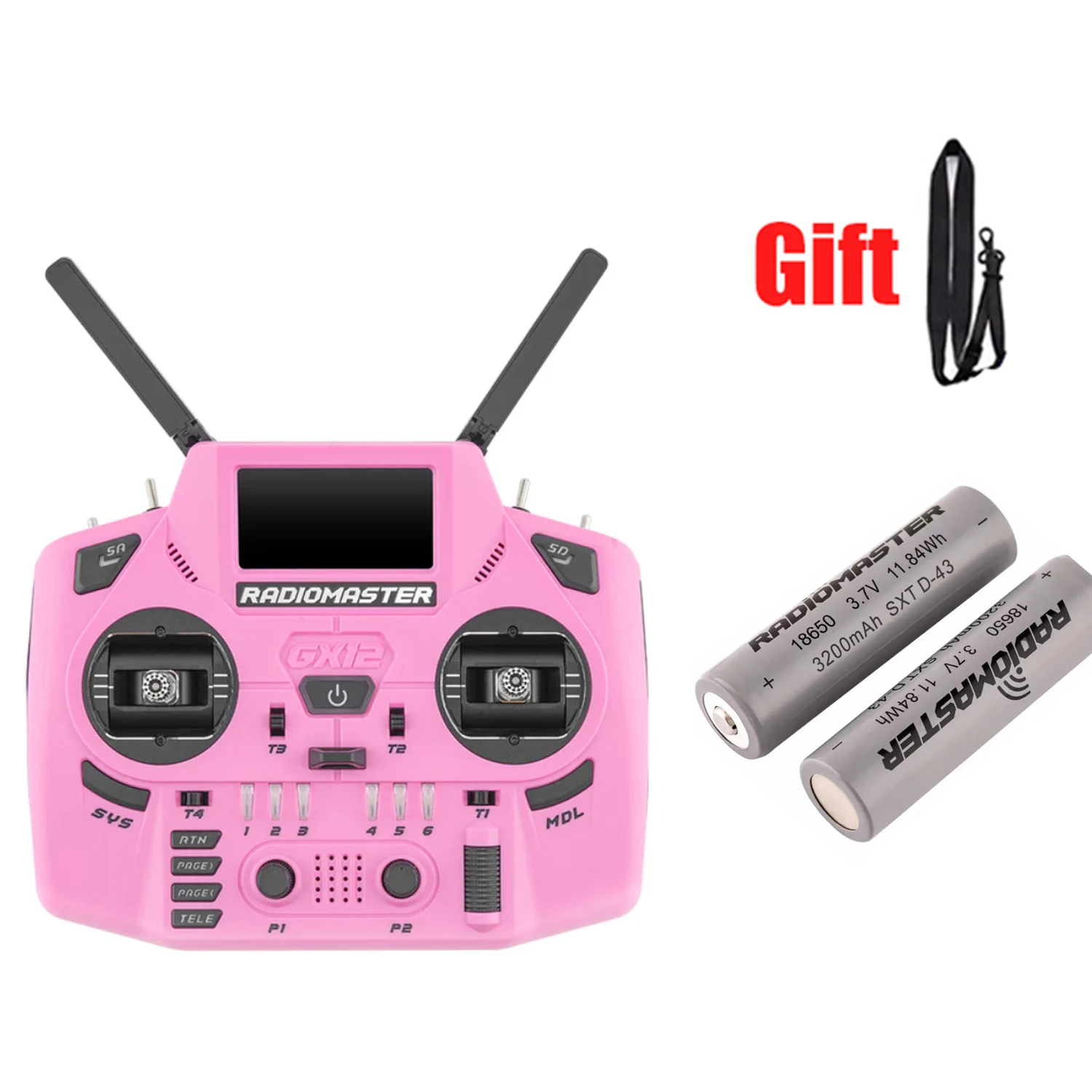 Radiomaster GX12 Crush Hot Pink Dual-Band ELRS + 2x 18650 batteries