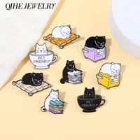kawaii kitties enamel pins lazt cats lying cup box book accessories brooches badges backpack gifts for women men dropshipping