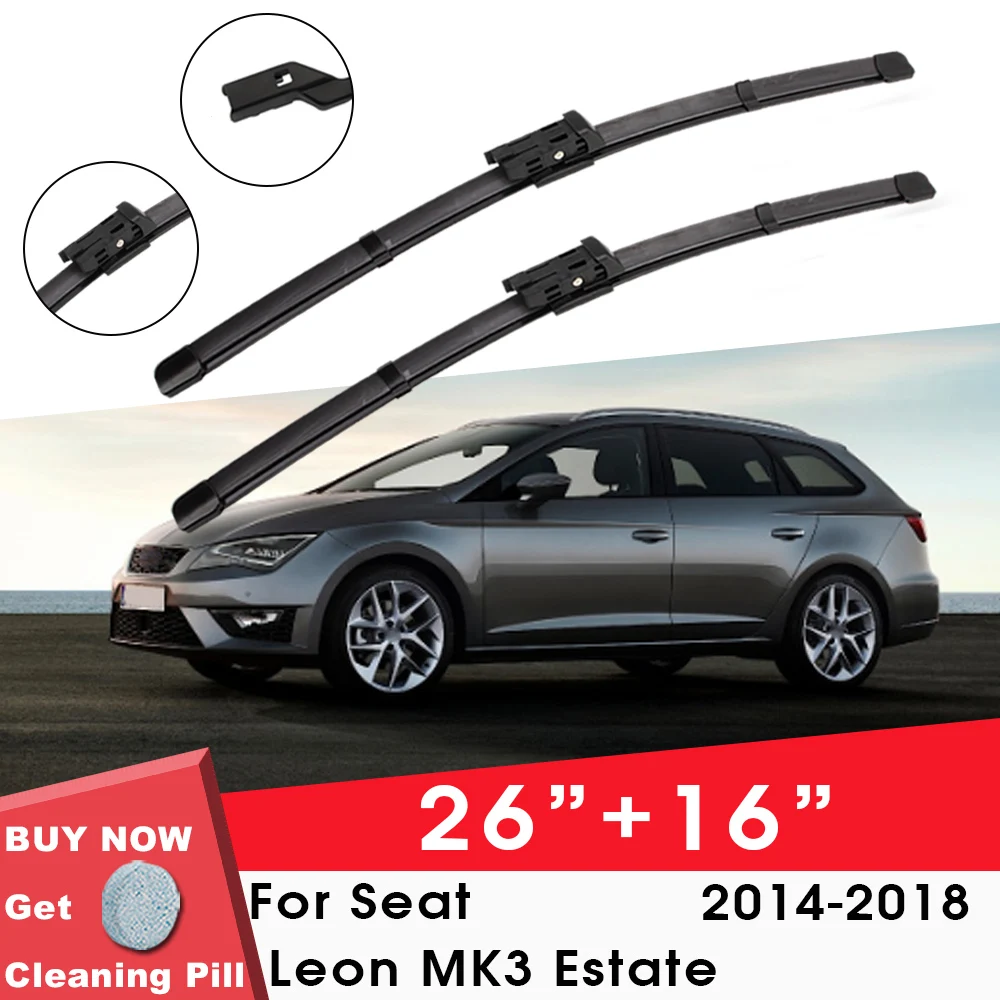 

Car Wiper Blade Front Window Windshield Rubber Silicon Refill Wiper For Seat Leon MK3 Estate 2014-2018 26"+16" Car Accessories