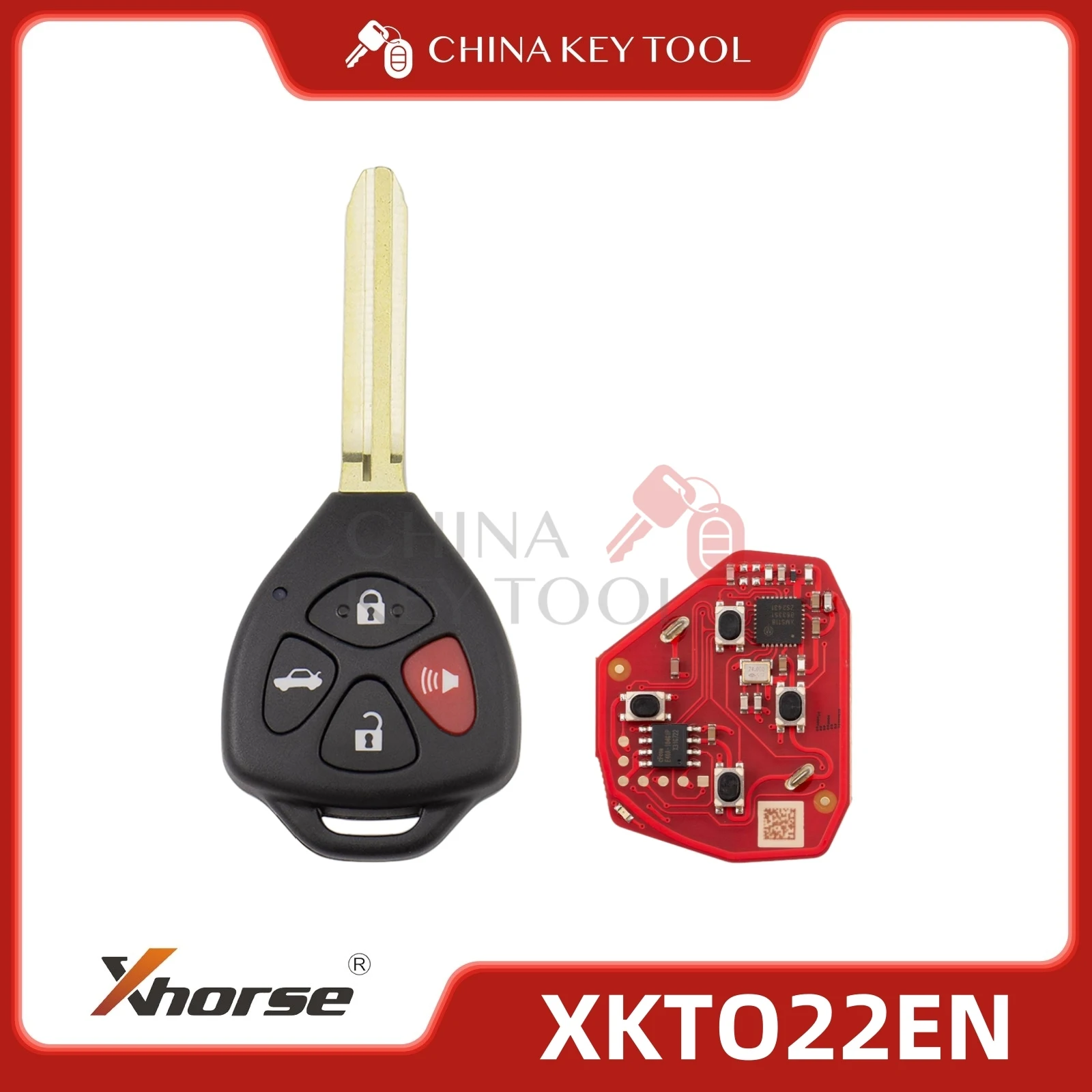 

Xhorse XKTO22EN проводной дистанционный ключ 2-го поколения для Toyota Style с плоскими 4 кнопками