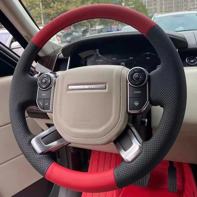 

DIY Hand Sewing Steering Wheel Cover For Land Rover Range Rover Sport Freelander 2 Discovery 3 4 5 Wrap Interior Accessories