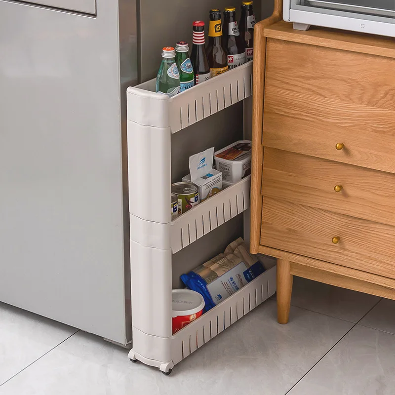 

Mobile Storage Shelf Interspace Gap Shelf Kitchen Storage Shelf Bathroom Storage Rack Fridge Side Seam Finishing Rack