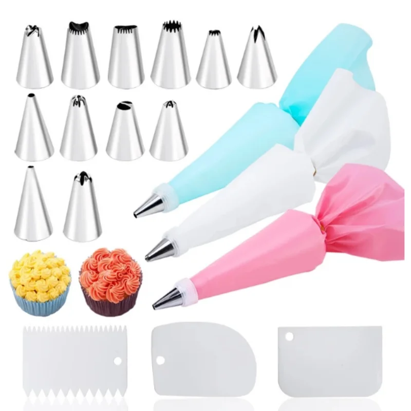

Stainless steel piping mouth set cake piping tools Puffs cream glue piping mouth eva piping bag kitchen accessories.
