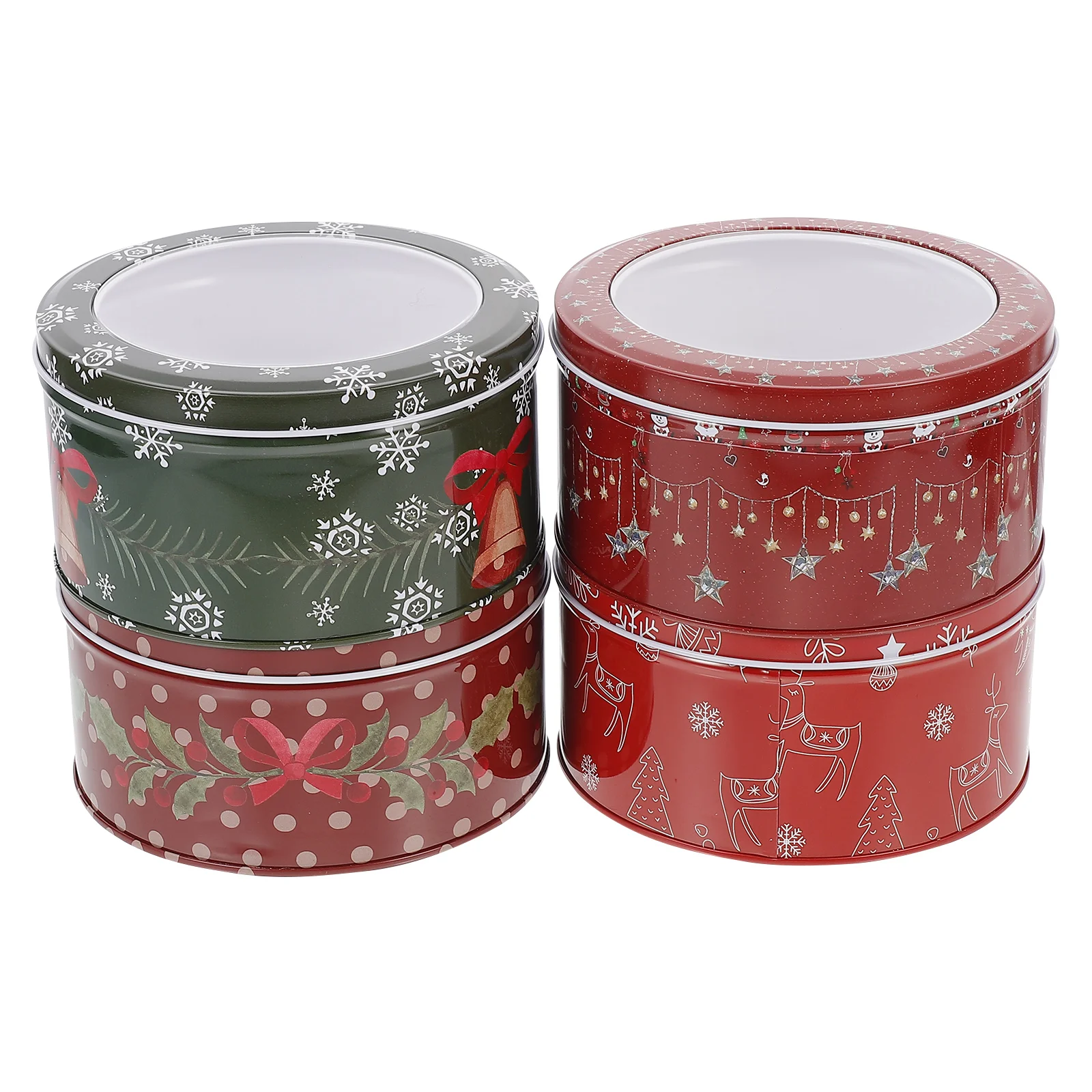 

Christmas Tin Box Candy Cookietinplate Boxes Gift Tinsmetal Jar Containers Holiday Biscuits Lids Window Round Storage Santa