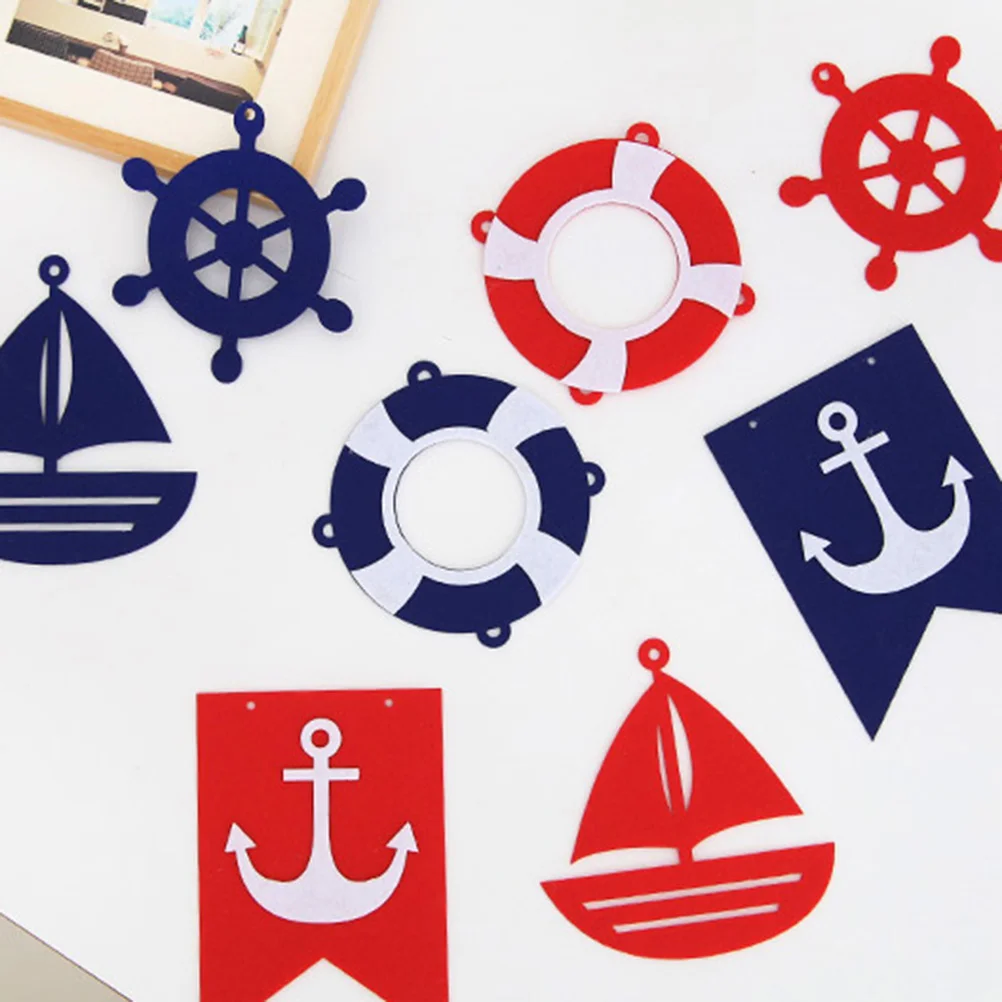 

Pirate Decorations Sailing Banners Ocean Theme Banner Pull Flag Photo Ornament Anchor Banner Garland