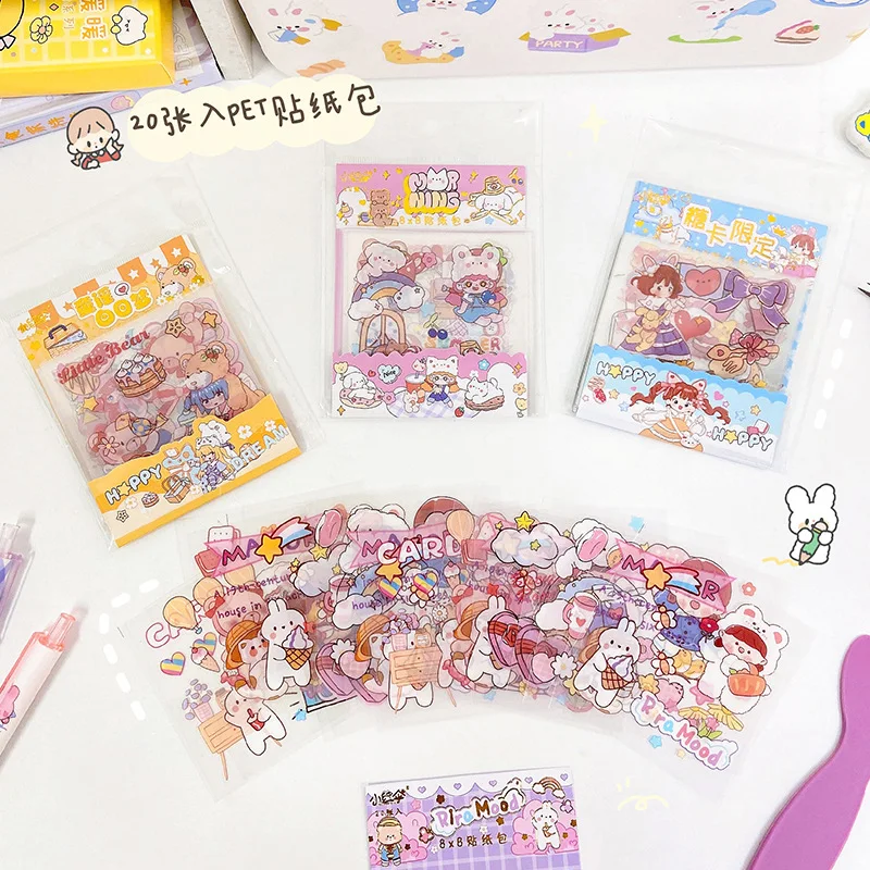 

20PCS 4 cartoon creative stickers bag hand account stickers water cup DIY decorative stickers student stationery stickers