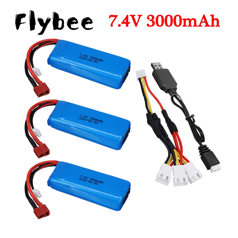 

Литий-Полимерный Аккумулятор 7,4 в 3000 мАч/зарядное устройство USB 2S T Plug для Wltoys 144001 12428 12423 104001 124019 124018 Запчасти для гоночных автомобилей на ради...