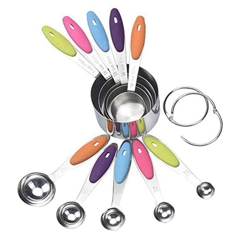 

Мерный стакан и ложка, измерительный инструмент из нержавеющей стали, подходит для кухни «сделай сам», 10 штук