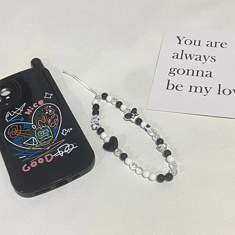 Pearl Cross Heart Key Chain Ladies Fashion Cute Romantic Vintage Keychain Charm Korea 90s Aesthetic  Phone Chain Decoration Gift