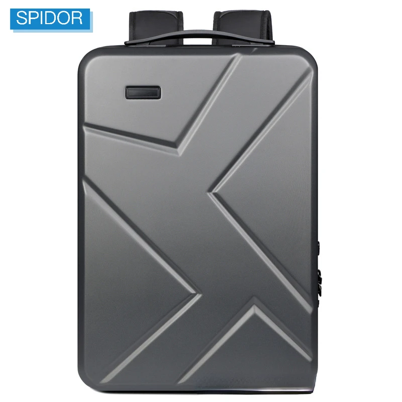 SPIDOR 2022 New Hard Shell Backpack Large Capacity ABS Laptop Bag USB Men's Backpack
