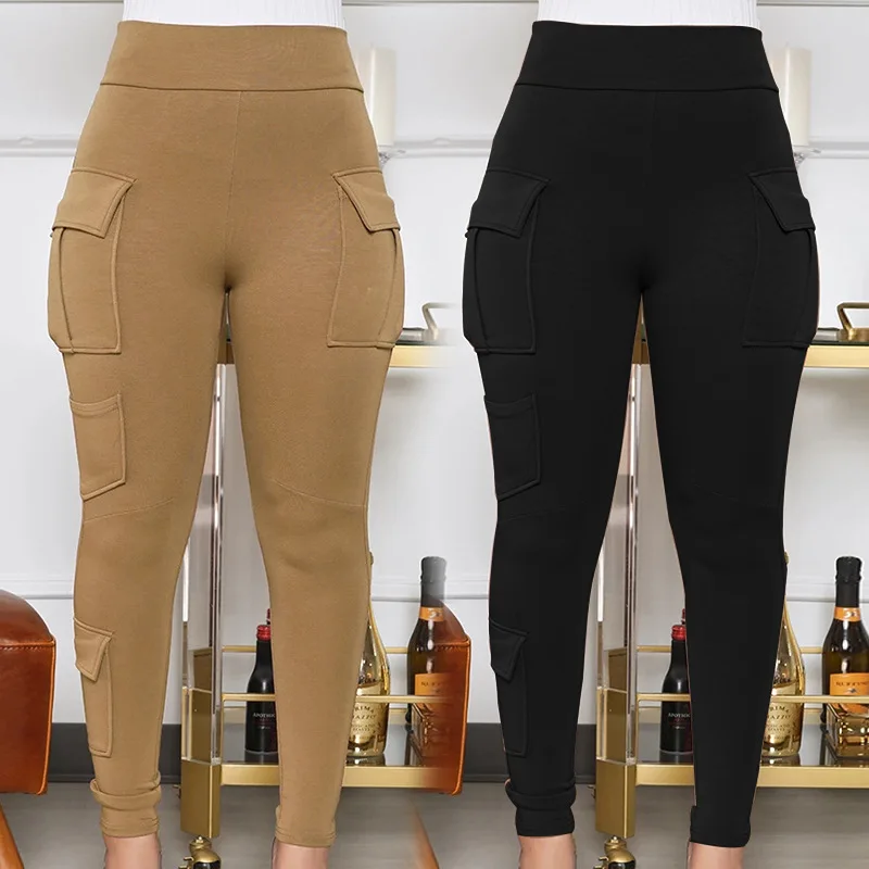

Women's Casual Pants 2022 New Solid Color High Waist Slim Fashion Casual Sports Pant with Pocket Trouser
