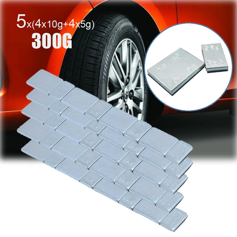 5 Sets (40 pieces) Iron Wheel Tyre Tire Balance Weights Adhesive for Car Auto Motorcycle Diagnostic-Tool 60g (4x10g + 4x5g)