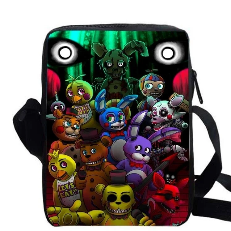 

custom made FNAF Freddy Chica Foxy Bonnie print shoulder bag girls boys crossbody bags anime cartoon children men Women bags