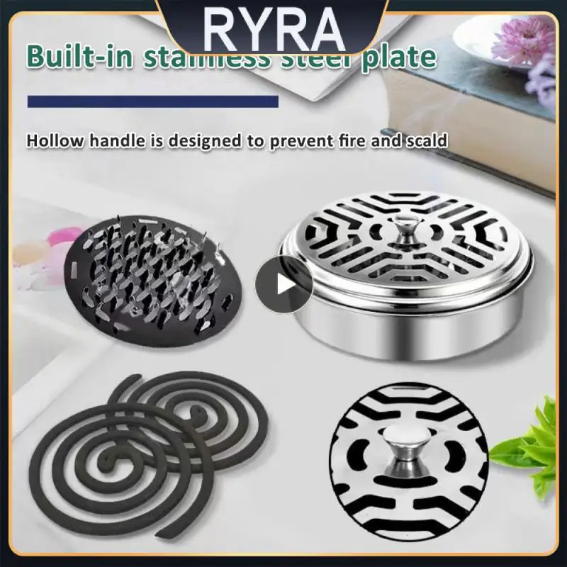 

Large Capacity Mosquito Coil Stainless Steel Mosquito Incense Tray Prevent Scalding Multifunctional Household Ashtray